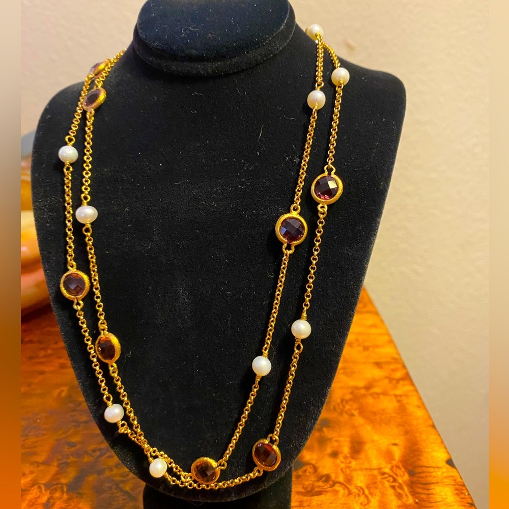 Ralph Lauren Crystal and Faux Pearl 24 Inch Necklace